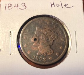 1843 United States Large Cent (hole)