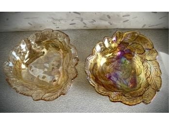 Pair Of Beautiful Vintage Carnival Glass Dishes