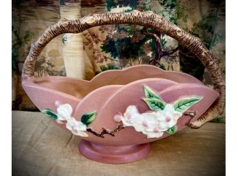 Vintage Roseville Cherry Blossom Basket