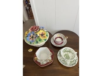 Sweet Vintage Tea Cups And Bowl