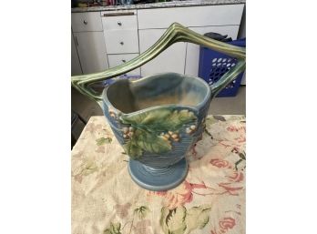 Vintage Roseville Handled Basket Vase