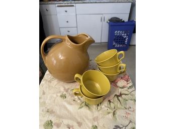 Vintage Hall Pitcher And Cups