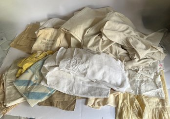 Antique Linen Bedsheet W/homespun Etc