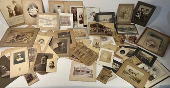 Group Of Antique Photos, Cabinet Cards, Carte De' Viste, Etc