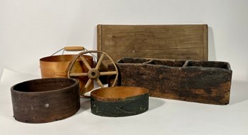 Antique Wooden Measures W/ Other Items