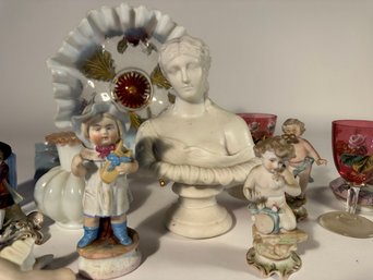Parian Ware Bust W/ Other Porcelain Figures