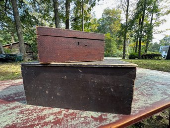 Two Antique Boxes W/old Surface