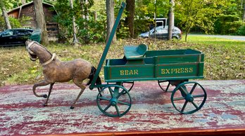 Hand Painted Cart With Antique Hide Covered Horse