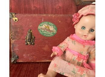 Ginny Baby W Clothes And Antique Trunk