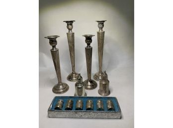 Sterling Candlesticks, Salt And Pepper Shakers