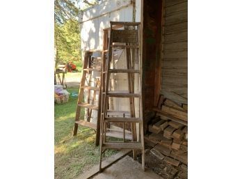 Group Of 3 Wooden Ladders
