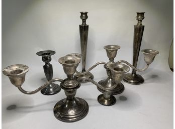 Sterling Silver Candlesticks, Salt And Pepper Shakers