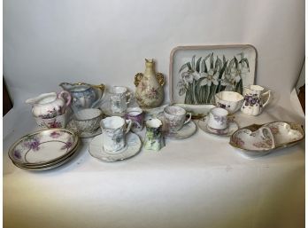 Victorian Hand Painted China W/ Shelley Porcelain