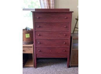 Country Chest Of Drawers In Red Paint