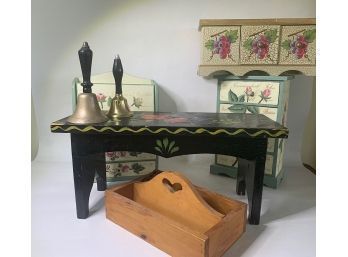 Painted Stool W/ Other Decorated Items