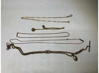 Two Antique Gold Filled Slide Chains W/ Other Jewelry