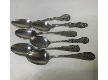 Salem Witch Moll Pitcher And Other Sterling Souvenir Spoons
