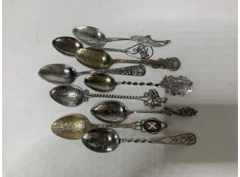 Group Of Miniature Sterling Souvenir Spoons