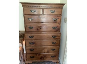 Vintage Pine Tall Chest Of Drawers