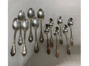 Sterling Silver Demitasse Spoons With Sterling Teaspoons