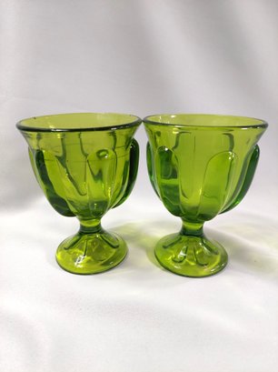 Viking Art Glass Avocado Green Dish Or Goblets