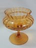 Vintage Empoli Glass Apothecary Jar Candy Dish Amber Glass