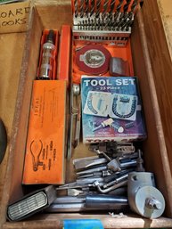 Lot Of Tool Sets In Wooden Box