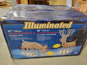 Large Illuminated Christmas Deer Set Of Two