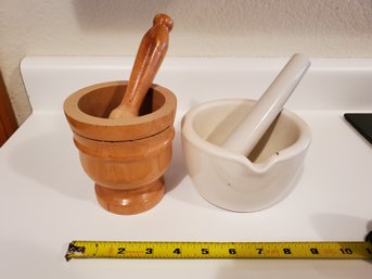 Lot Of 2 Mortar And Pestel