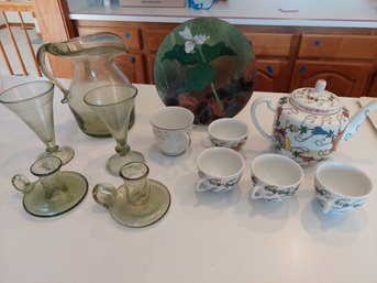 Tea Set, Candle Holder, Pitcher And Plate