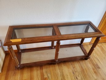 MCM Mersman Vintage Wood Canned Shelf With Glass Top
