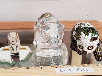 Bear Figurine Lot Lead Crystal Dansk Waterford Crystal