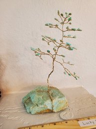 Copper Wire Blue Stone Tree Figure