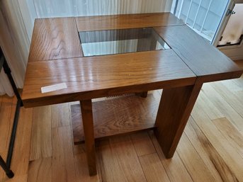 Wood End Table W/ Glass Inlay 22x27x20