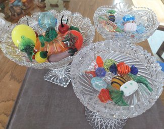 Brilliant Crystal And Handblown Glass Fruit And Candy Various Sizes