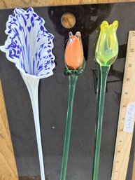 Hand Blown Studio Art Glass Flowers