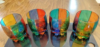 Rainbow Italian Stained Glass Tumblers Set Of 4