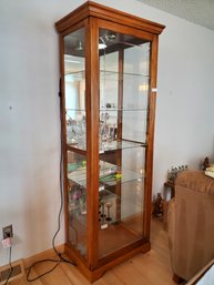 Vintage Wood Glass Display Case W/ Light No Contents 28x16x78 #1