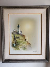 Lighthouse Painting Signed Andres Orpinas 26x22