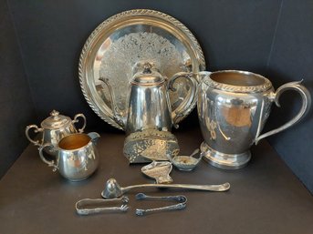 Silver Plate Tea Service And Cake Plate