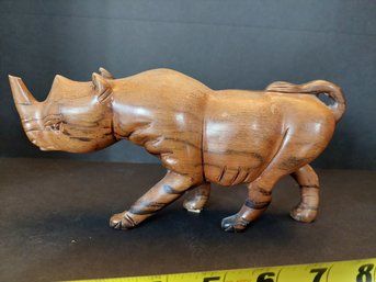 Hand Carved Wooden African Rhinoceros