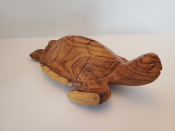 Hand Carved Wooden Turtle Figure