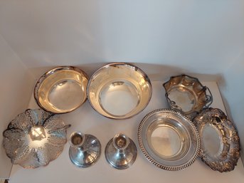 Silver Plate Platters Candlestick Holders