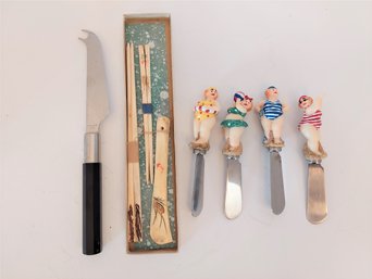 Boston Warehouse Cheese Spreader Chopstick Set Mikasa Knife