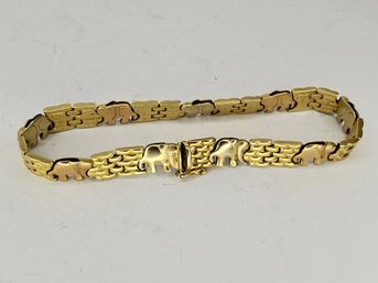 18k Gold Elephant Bracelet Italy