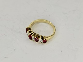 14k Gold Ring With Diamonds And Rubies