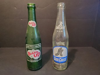 Bubble Up Sun Crest Vintage Glass Soda Bottles