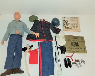 GI Joe Action Soldier Marine Sailor Blonde 1964 Hasbro Figure With Clothing And User's Manual