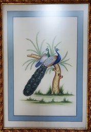 Hand Painted Silk Arabian Peacock Desert Scene