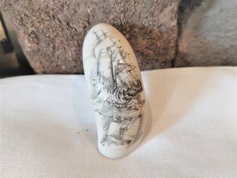 Real Whale Tooth Scrimshaw Rare
